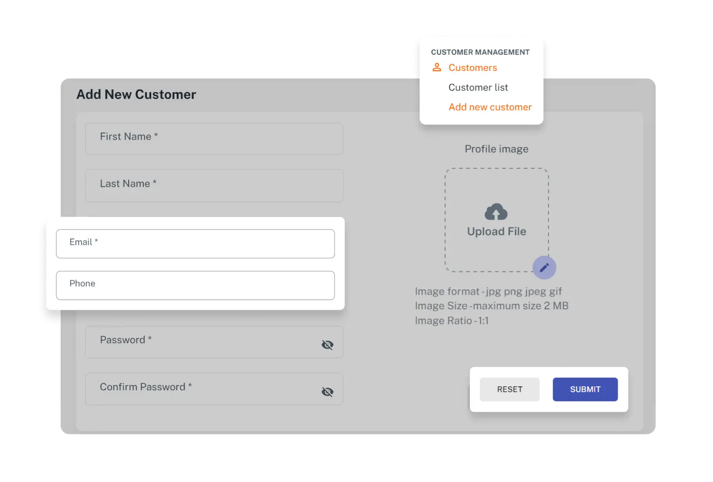 Admin Panel Add Edit Customers Feature