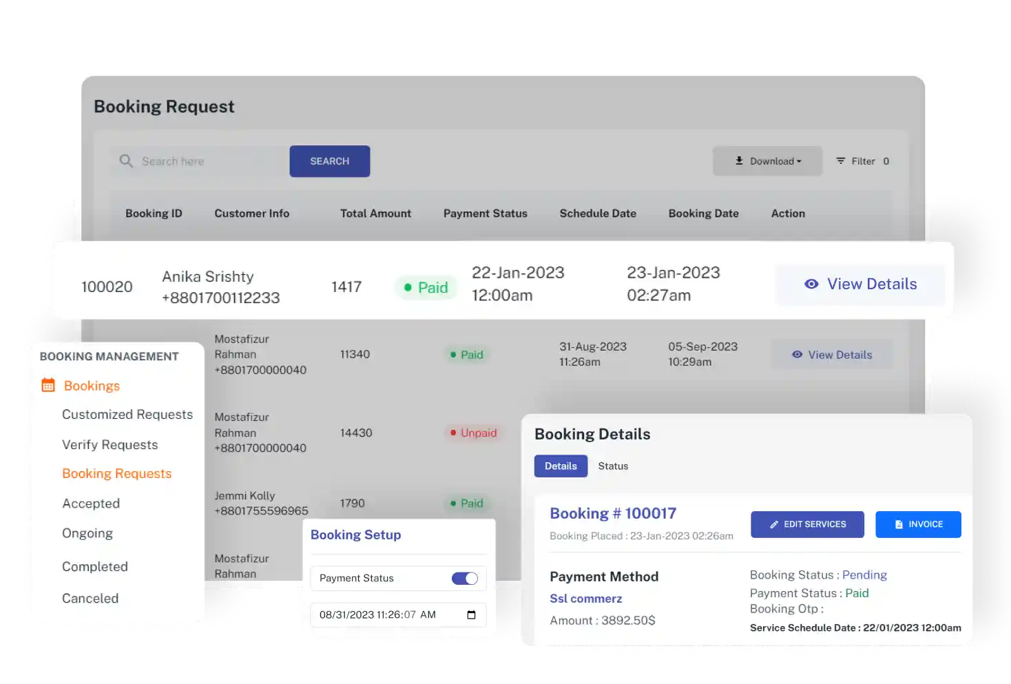 Admin Panel Manage Bookings Feature