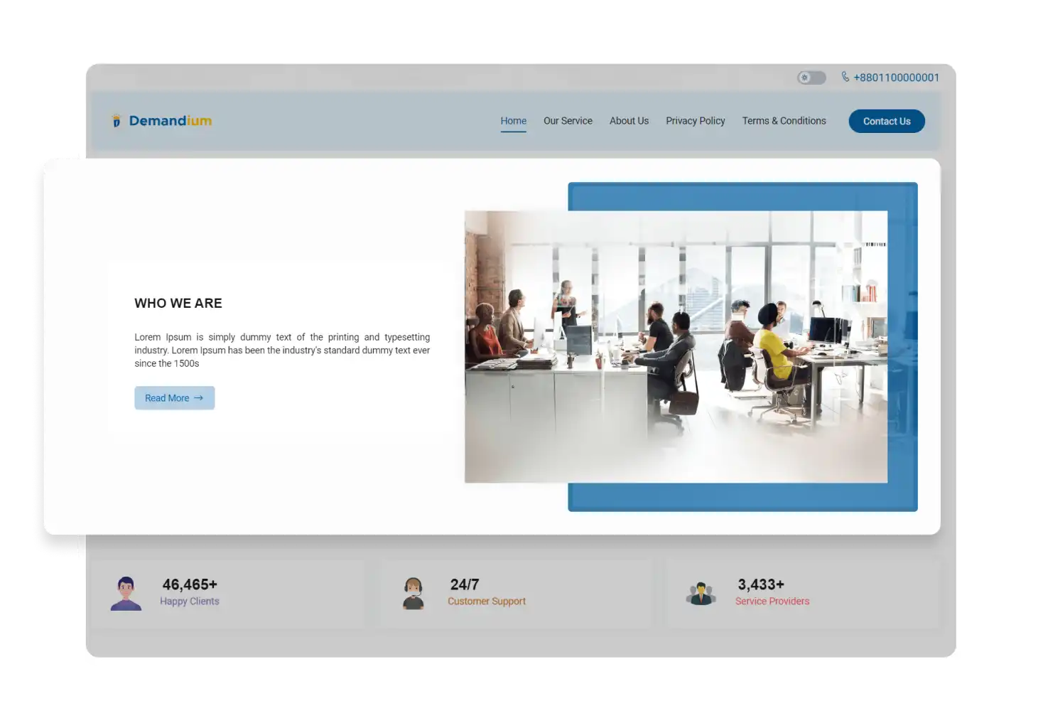 Business Website About Company Feature