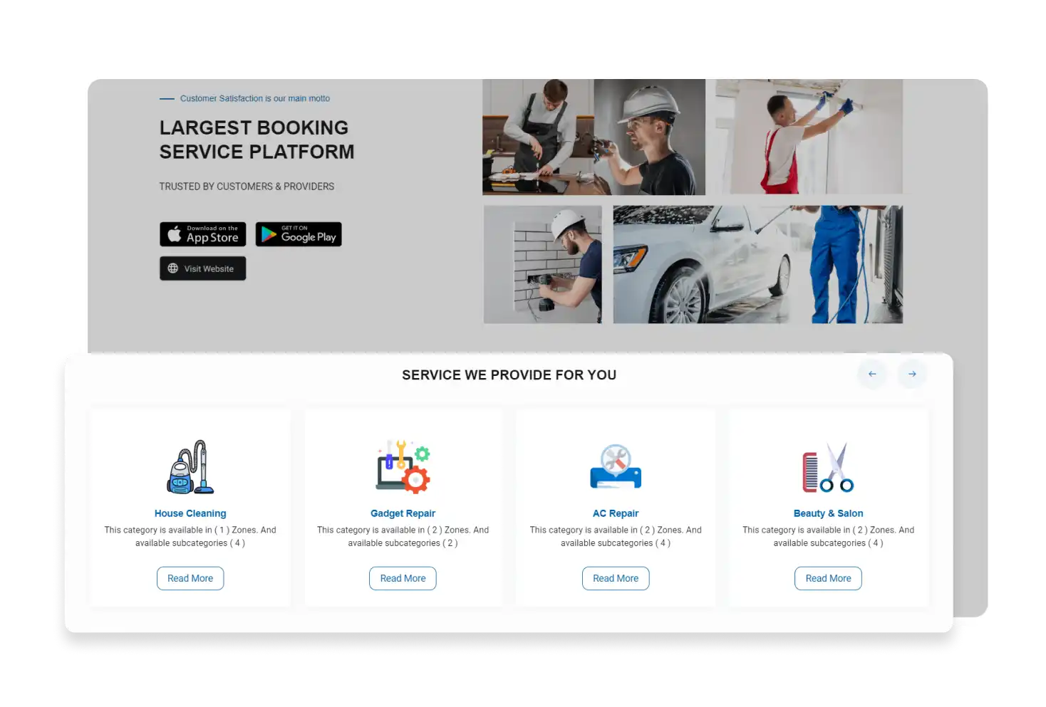 Business Website Service Showcase Feature