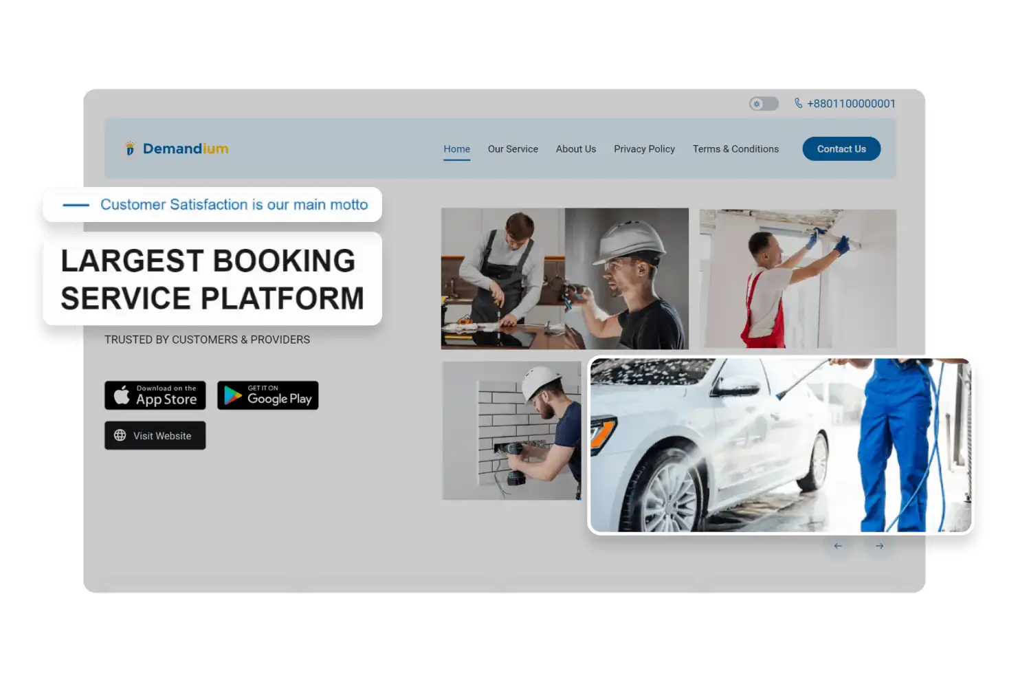 Business Website Top Section Feature