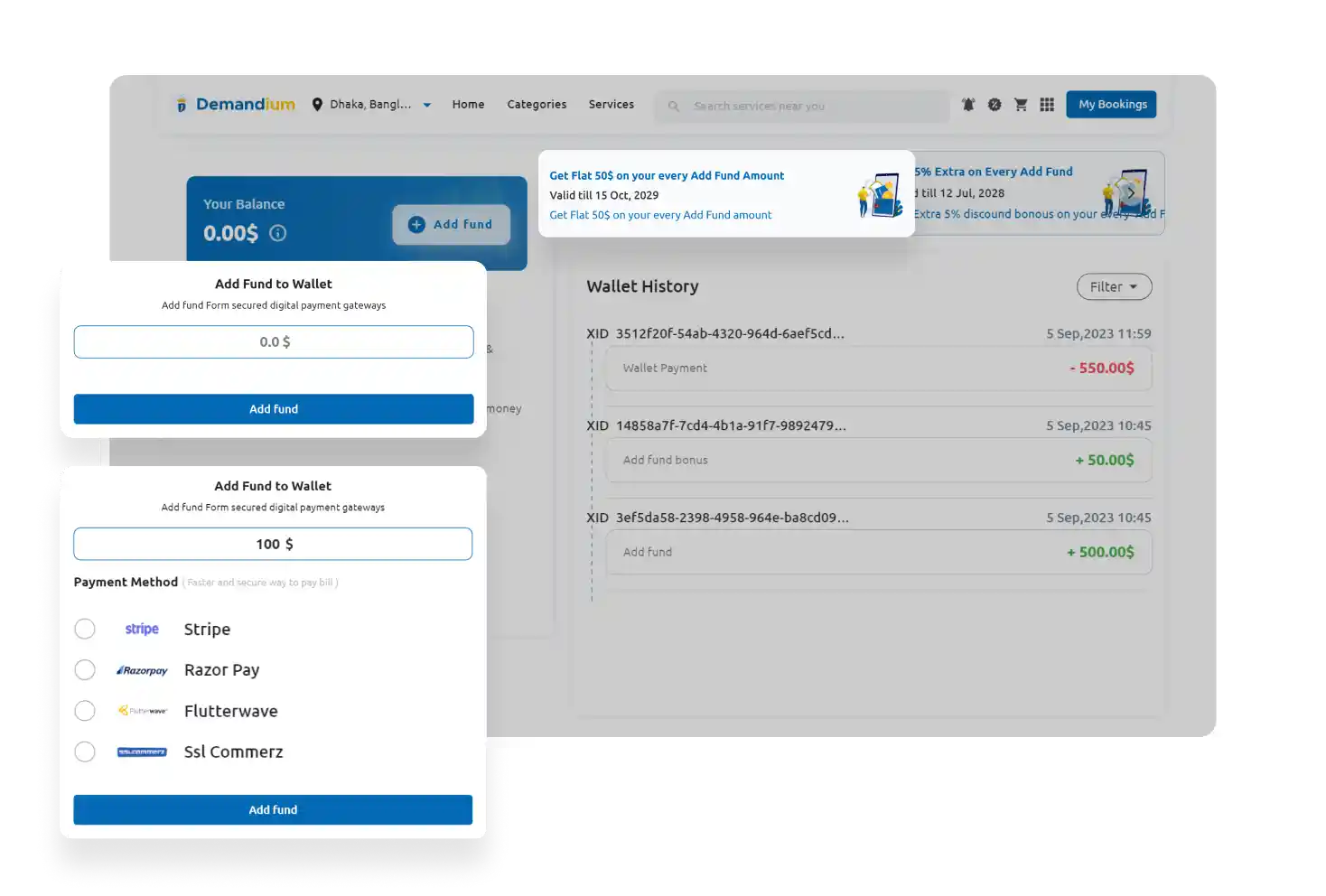 Flutter Web App Add Fund to Wallet Feature