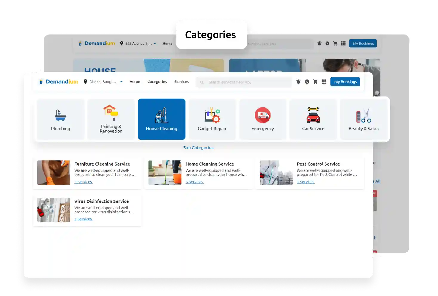 Flutter Web App Category wise Service Feature