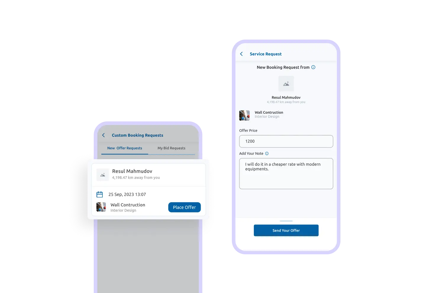 Provider App Bid for Custom Booking Feature