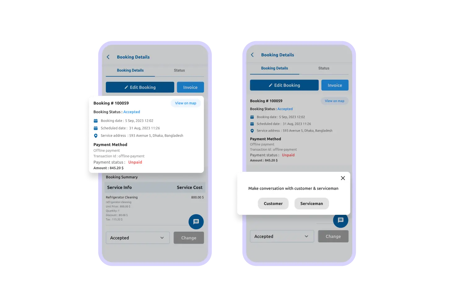 Provider App Booking Details Feature