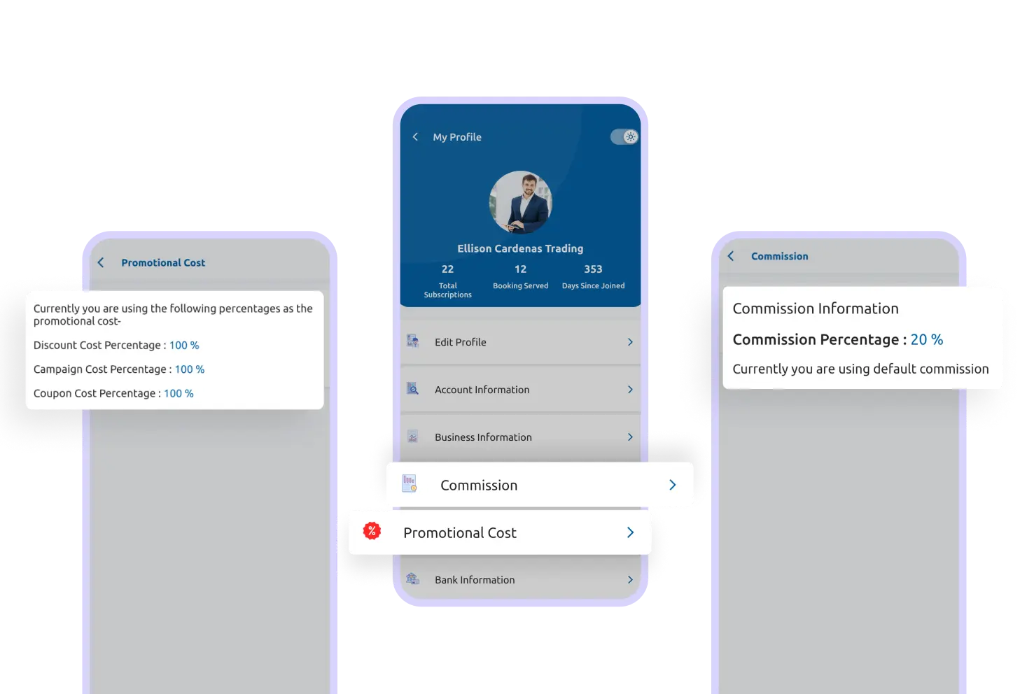 Provider App Commission and Promotional Cost Feature