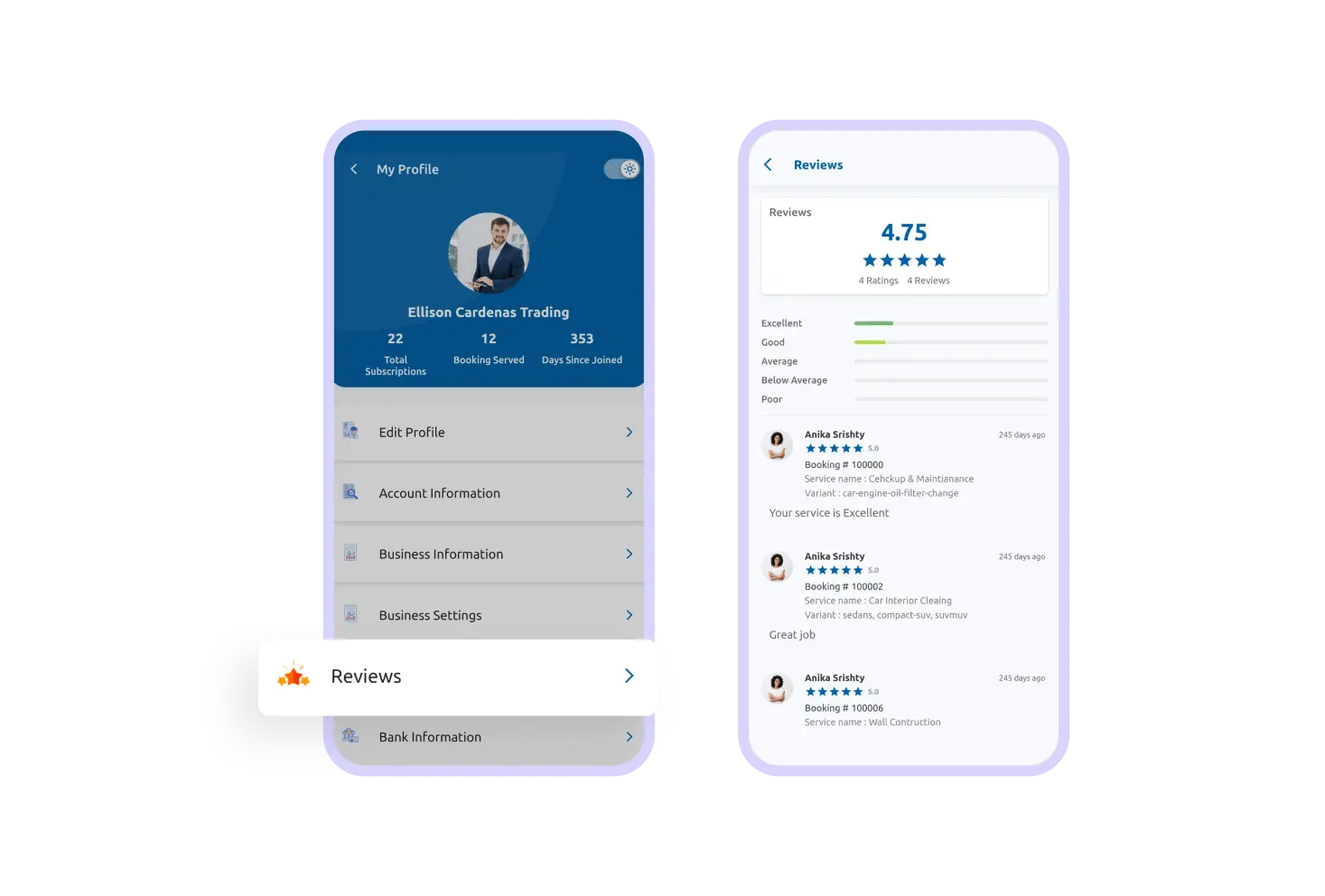 Provider App Customer Reviews Feature