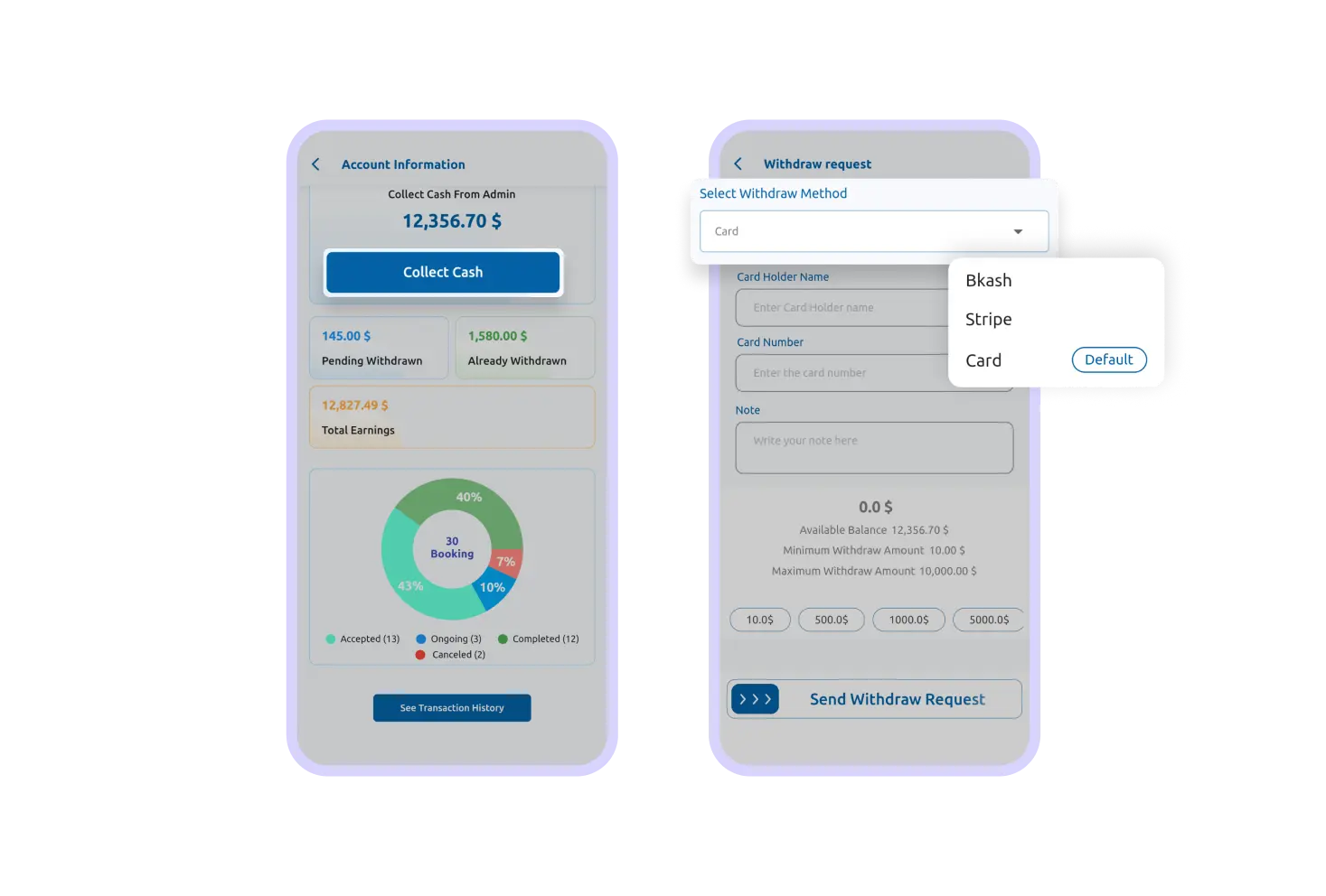 Provider App Request Withdrawal Feature