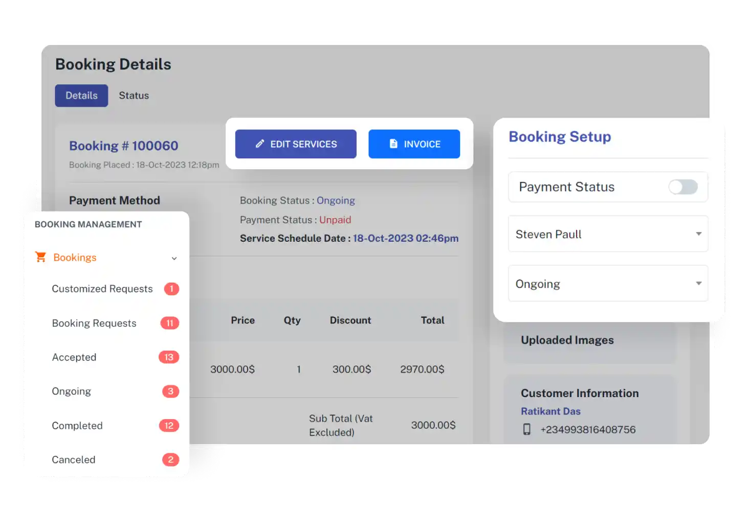 Provider Panel Change Booking Status Feature
