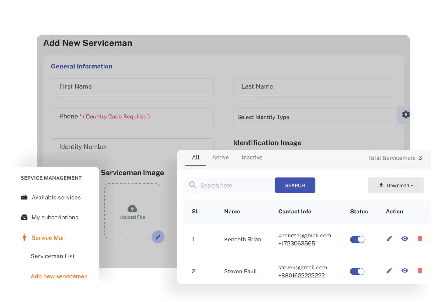 Provider Panel Add New Serviceman Feature