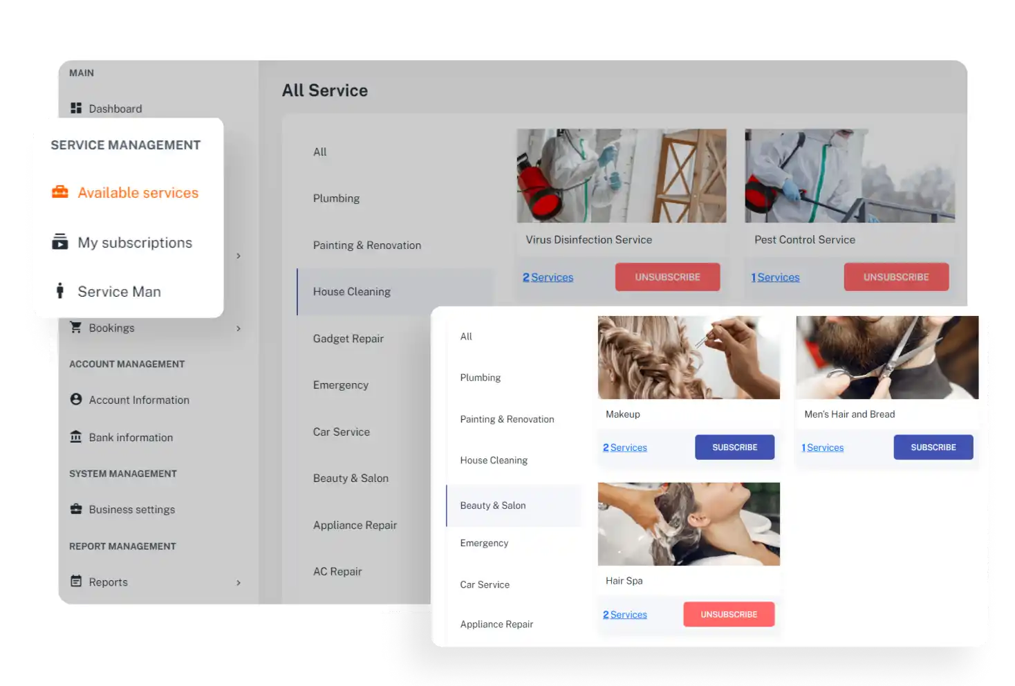 Provider Panel Service Management Feature