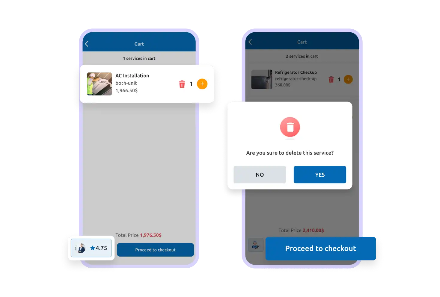 User App Add To Cart Page