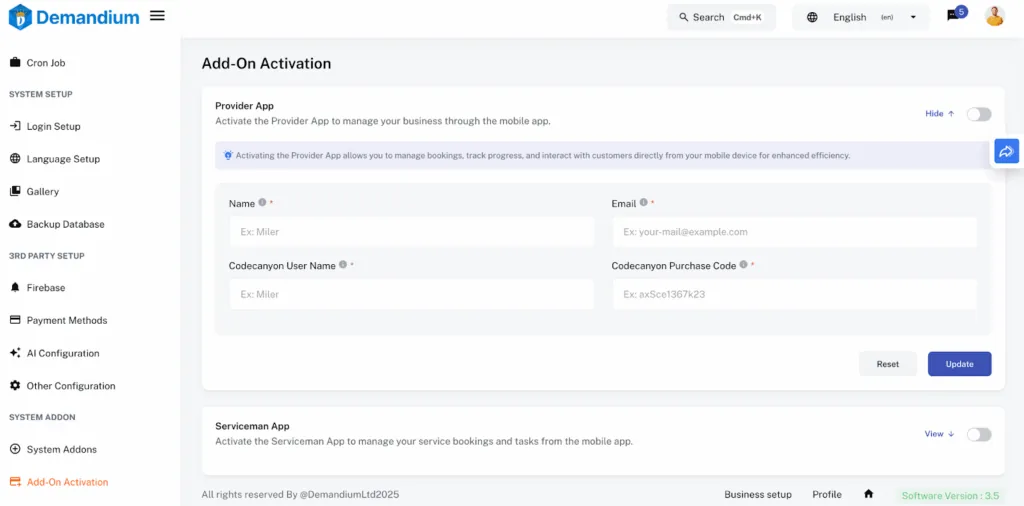 Addon Activation Process