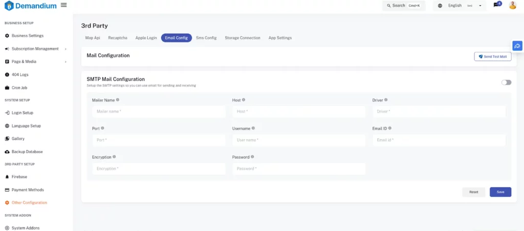 Demandium Admin Mandatory Mail Configuration